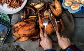 Roast Chickens and Sausages for a Crowd