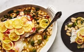 Roast Fish with Cannellini Beans and Green Olives