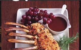 Roast Lamb with Lamb Sausage Crust and Fresh Grape Pan Sauce