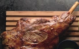 Roast Leg of Lamb with Grilled Summer Beans and Anchovy-Parsley Butter