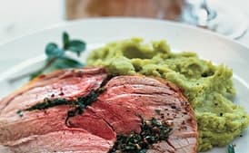 Roast Leg of Lamb with Mint, Garlic, and Lima Bean Purée