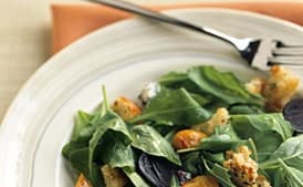 Roasted Baby Beets and Arugula Salad with Lemon Gorgonzola Vinaigrette