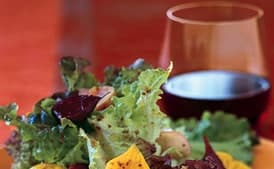 Roasted Beets and Baby Greens with Corinader Vinaigrette and Cilantro Pesto