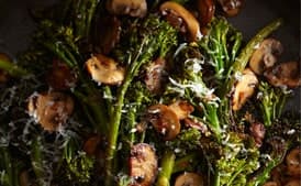Roasted Broccolini with Winey Mushrooms