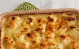 Roasted Cauliflower with Cheddar Cheese Sauce