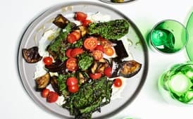 Roasted Eggplant and Crispy Kale with Yogurt