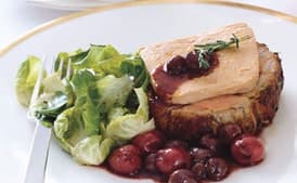 Roasted Loin of Veal with Foie Gras and Cherry-Red Grape Sauce