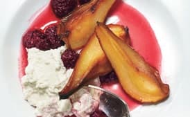 Roasted Pears with Blackberries, Ricotta, and Lavender Sugar