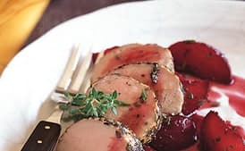 Roasted Pork Loin with Poached Plums
