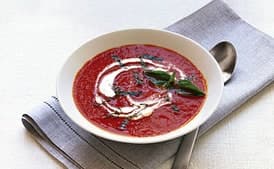 Roasted Red Pepper Soup with Orange Cream