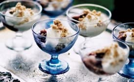 Roasted Rhubarb Coupe with Macadamia Crumble