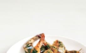 Roasted Shrimp and Mushrooms with Ginger and Green Onions