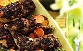 Roasted Spiced Chicken with Cinnamon- and Honey-Glazed Sweet Potatoes