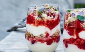 Roasted Strawberry Trifles with Lemon Cream