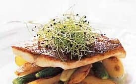 Roasted Striped Bass with Chive and Sour Cream Sauce