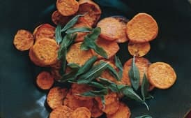 Roasted Sweet-Potato Rounds with Garlic Oil and Fried Sage