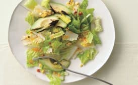 Romaine, Grilled Avocado, and Smoky Corn Salad with Chipotle-Caesar Dressing
