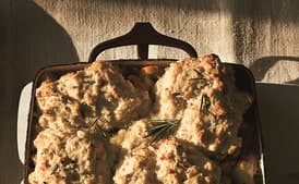 Root Vegetable and Mushroom Pie with Rosemary Biscuit Topping