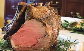 Rosemary-and-Pepper Standing Rib Roast with Two-Mushroom Pan Sauce