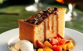 Rum Cake with Rum Raisin Ice Cream and Island Fruit