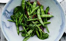 Runner Beans with Swiss Chard Stems and Basil