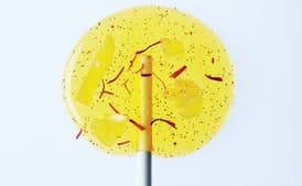 Saffron-Pear Lollipops