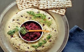 Salmon Gefilte Fish Mold with Horseradish and Beet Sauce