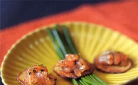 Salmon Gravlax Tartare on Crisp Potato Slices