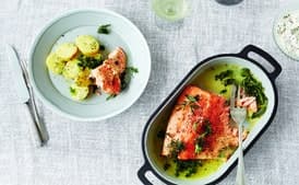 Salmon with Potato Salad and Horseradish Yogurt