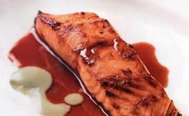 Salmon with Soy-Honey and Wasabi Sauces