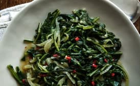 Sautéed Spicy Dandelion Greens and Onions