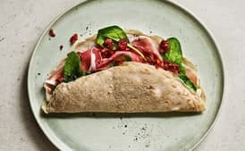 Savory Buckwheat Pancakes with Sun-Dried Tomatoes and Prosciutto