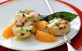 Sea Scallop Brochettes with Orange-Saffron Aïoli