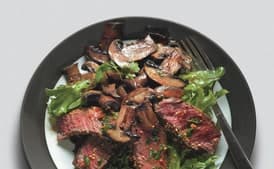 Seared Asian Steak and Mushrooms on Mixed Greens with Ginger Dressing