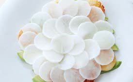 Seared Scallops with Avocado and Daikon