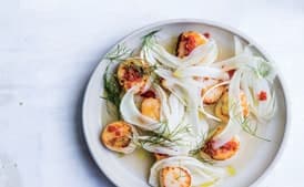 Seared Scallops with Red Chile Paste and Fennel Salad