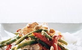 Seared Tofu with with Green Beans and Asian Coconut Sauce