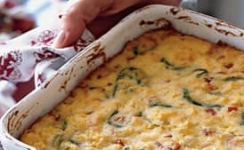 Serrano Ham and Poblano Corn Pudding