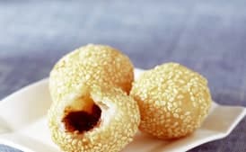 Sesame Balls with Drunken Fig Filling