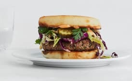 Sesame Pork Burgers with Sweet and Spicy Slaw