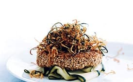 Sesame Tuna Burgers with Fried Shoestring Zucchini