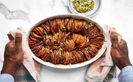 Shingled Sweet Potatoes with Harissa