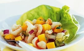 Shrimp, Mango, and Jícama Salad with Pineapple Vinaigrette