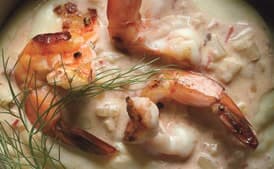 Shrimp Scampi with Quick Preserved Lemon and Fennel on Polenta
