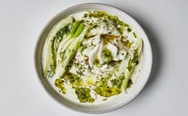 Slow-Cooked Halibut with Garlic Cream and Fennel