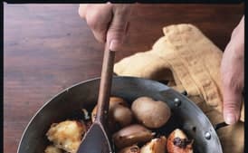 Smashed Baby Red Potatoes with Ancho Chiles and Dry Jack Cheese
