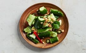Smashed Cucumber Salad with Hot Vinegar