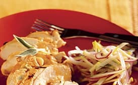 Smoked-Cheddar-Stuffed Chicken with Green Apple Slaw