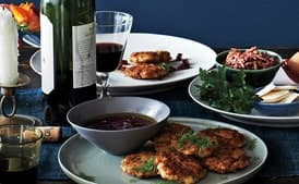 Smoked Fish Fritters with Beet Vinaigrette