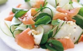 Smoked Salmon and Cucumber Ribbon Salad with Caraway